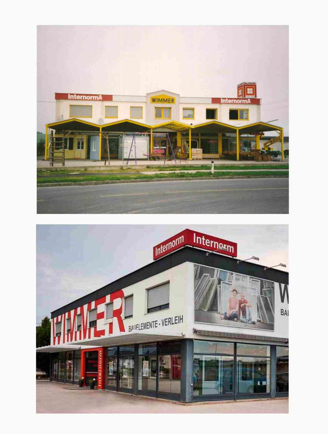 Baubedarf Moser-Wimmer / Wimmer Bauelemente GmbH - Steinamangererstraße 169 : "Einst und Jetzt" - (Firmengeschichte)