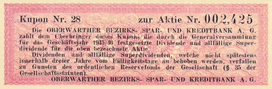 Kupon zur Aktie 2.425 zu gunsten von Anna Adorjan - OW 302