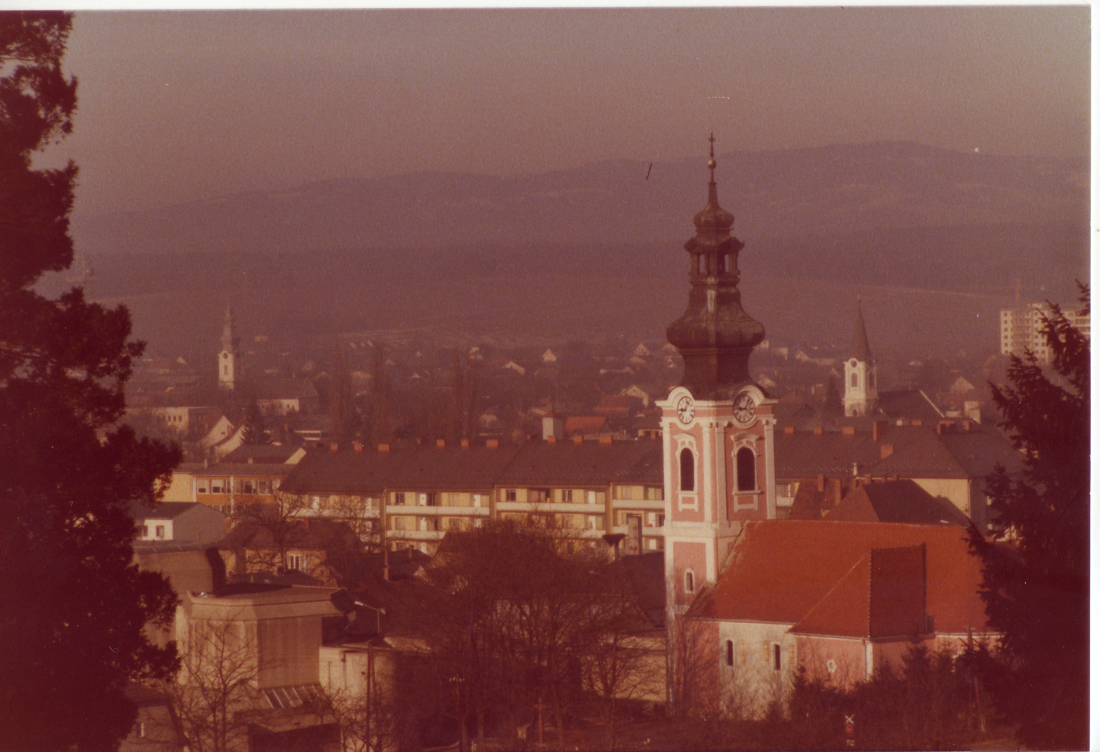 Blick über die drei Kirchen in Oberwart