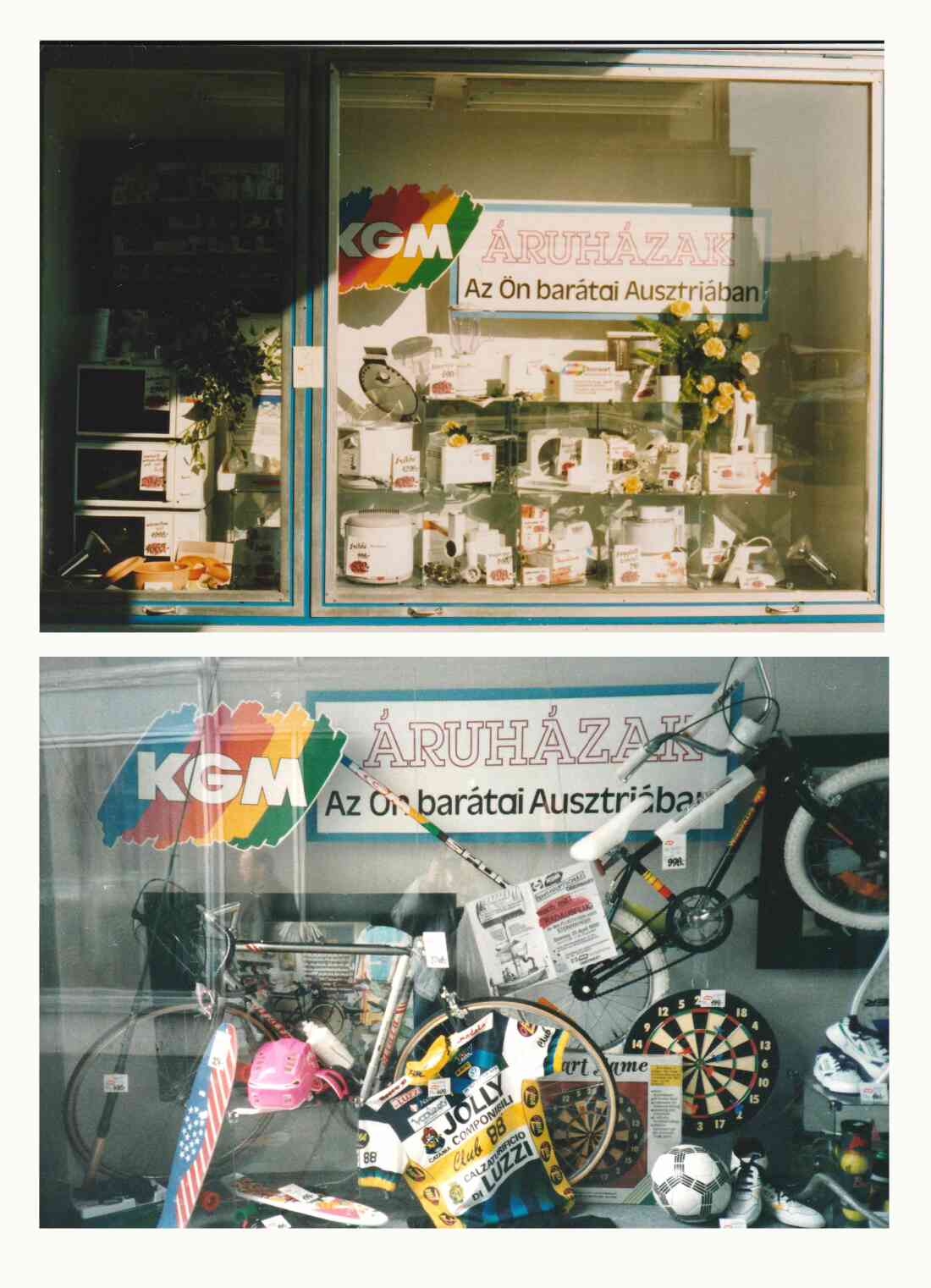 KGM/Konsum/COOP: Auslage in Steinamanger zur Zeit des Ungarnbooms