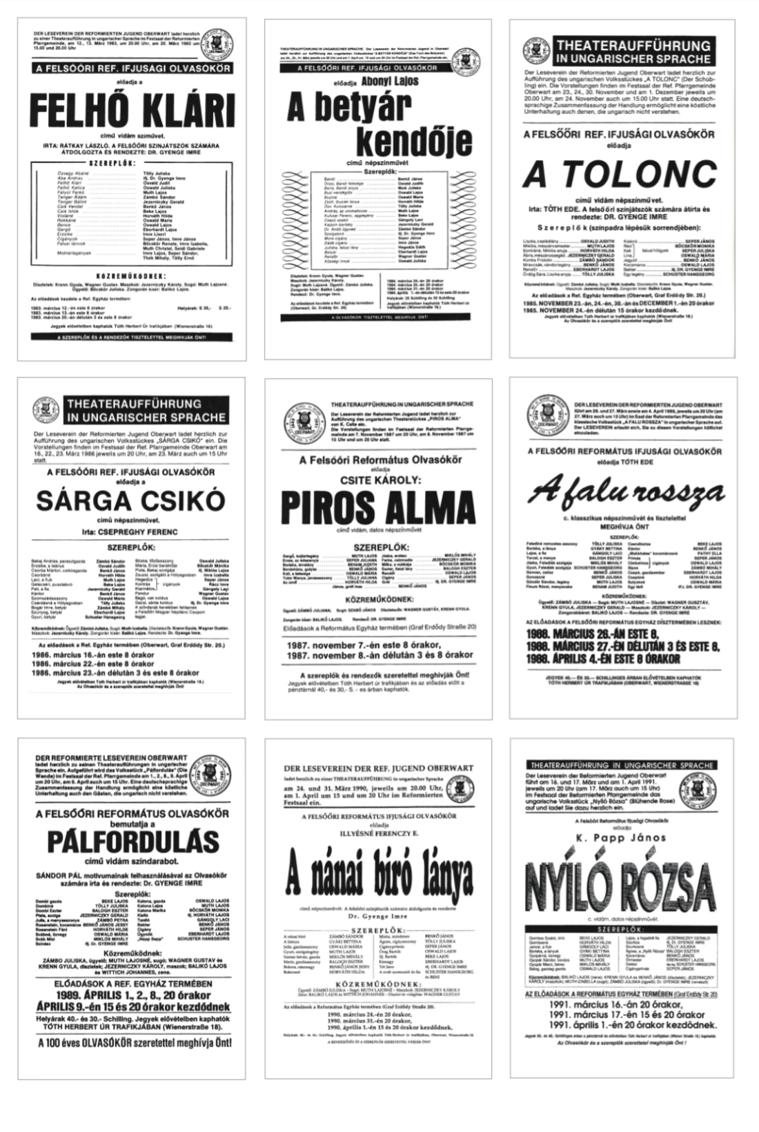 Ref. Leseverein - Theaterplakate aus den Jahren 1983 bis 1991