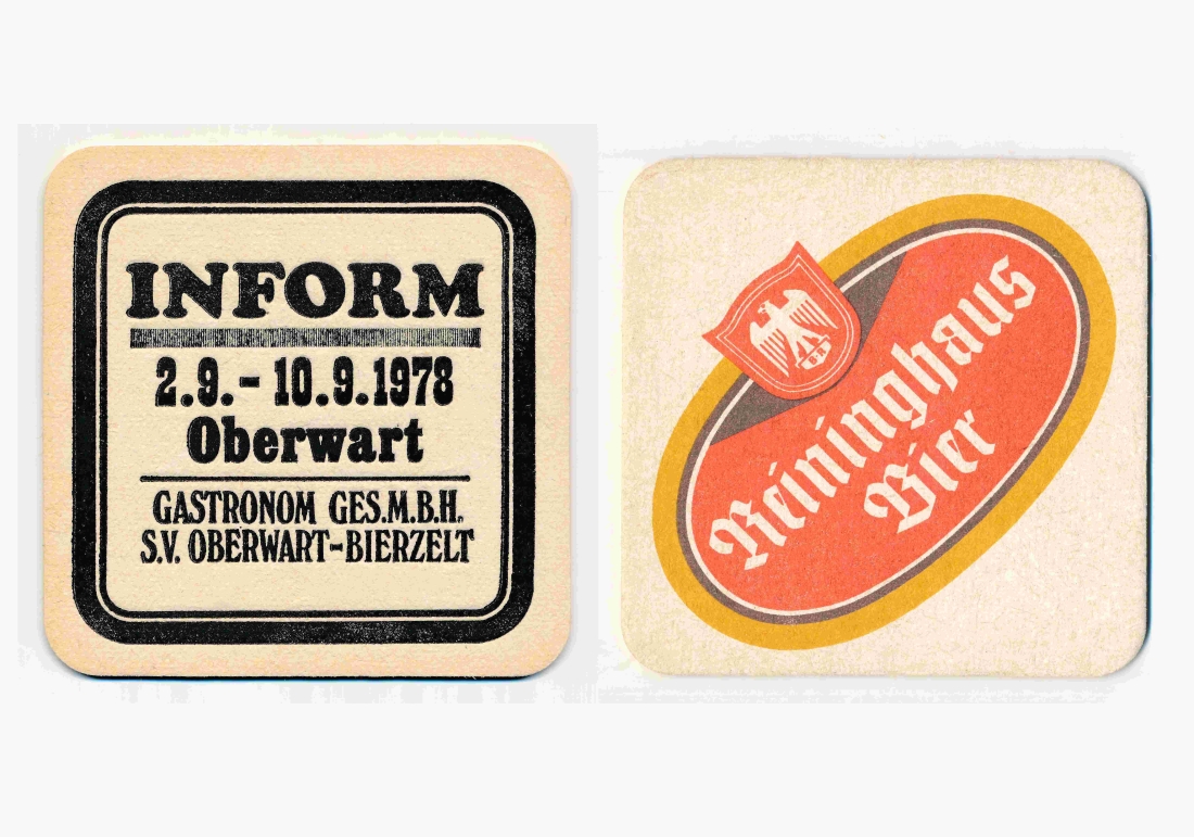 Inform: Reininghaus Bierdeckel der Gastronom GesmbH / SV Oberwart - Bierzelt