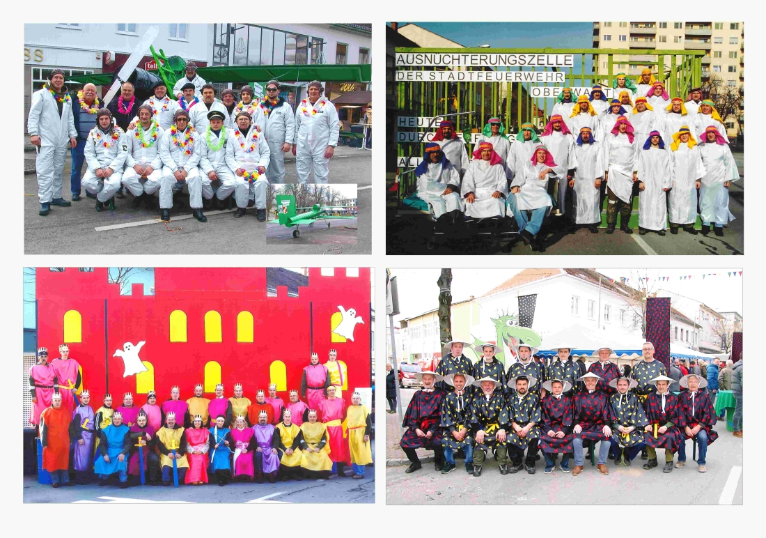 Die Feuerwehr bei den IGFD-Veranstaltungen am Hauptplatz - Ideengeber und "Faschingskommandant" Helmut Gabriel