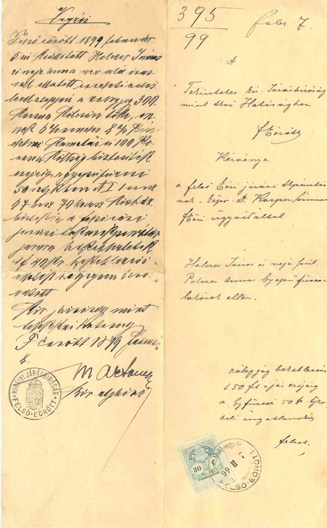 Beschluss des Königlichen Bezirksgerichtes Oberwart vom 8. Feber 1899
