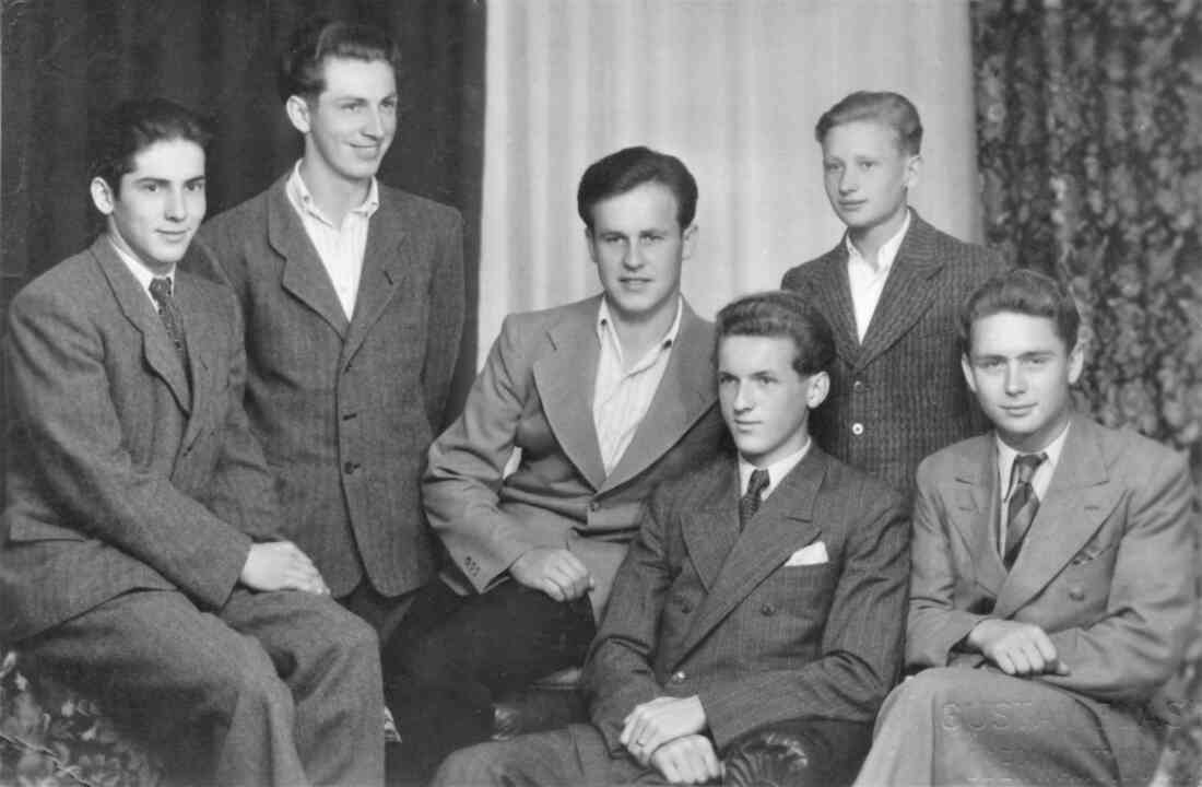 Gruppe junger Oberwarter Männer um 1951 - Miertl/Gaal/Riegler/Samer/Ruzsa