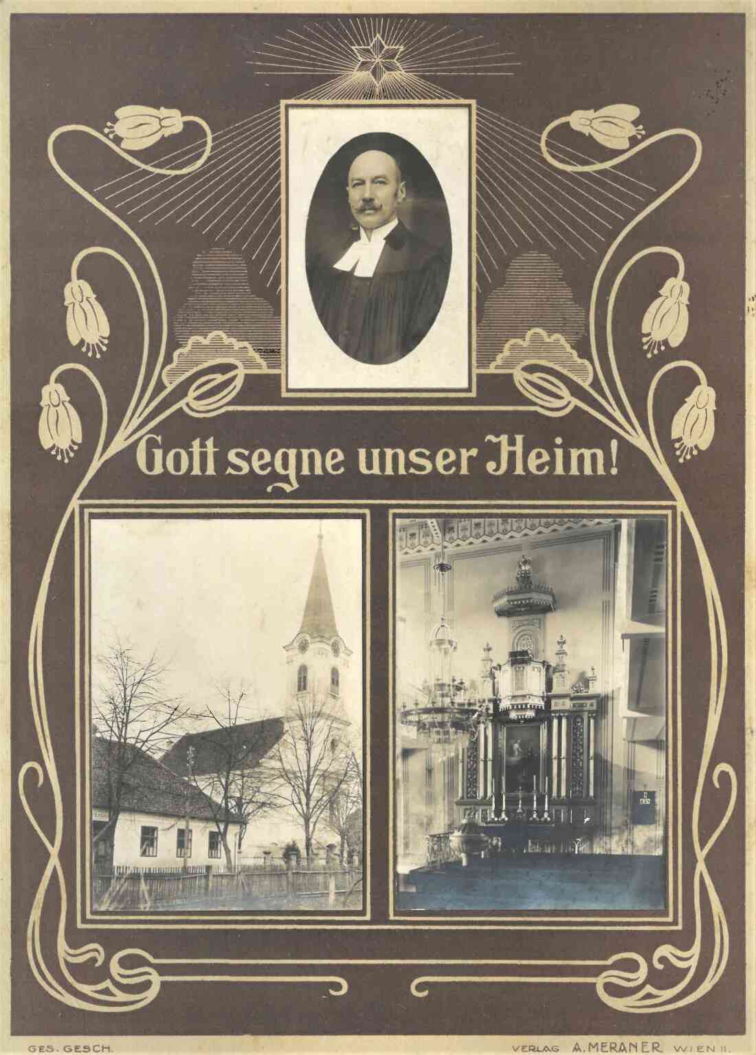 Evang. Pfarrgemeinde AB: Pfarrer Paul Geistlinger  (*1871 / +1952) - "Gott segne unser Heim" Wandbild
