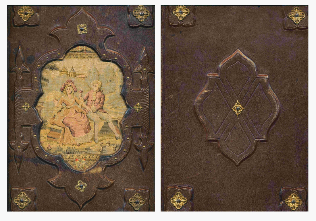 Vorder- und Rückseite eines sehr alten Fotoalbums