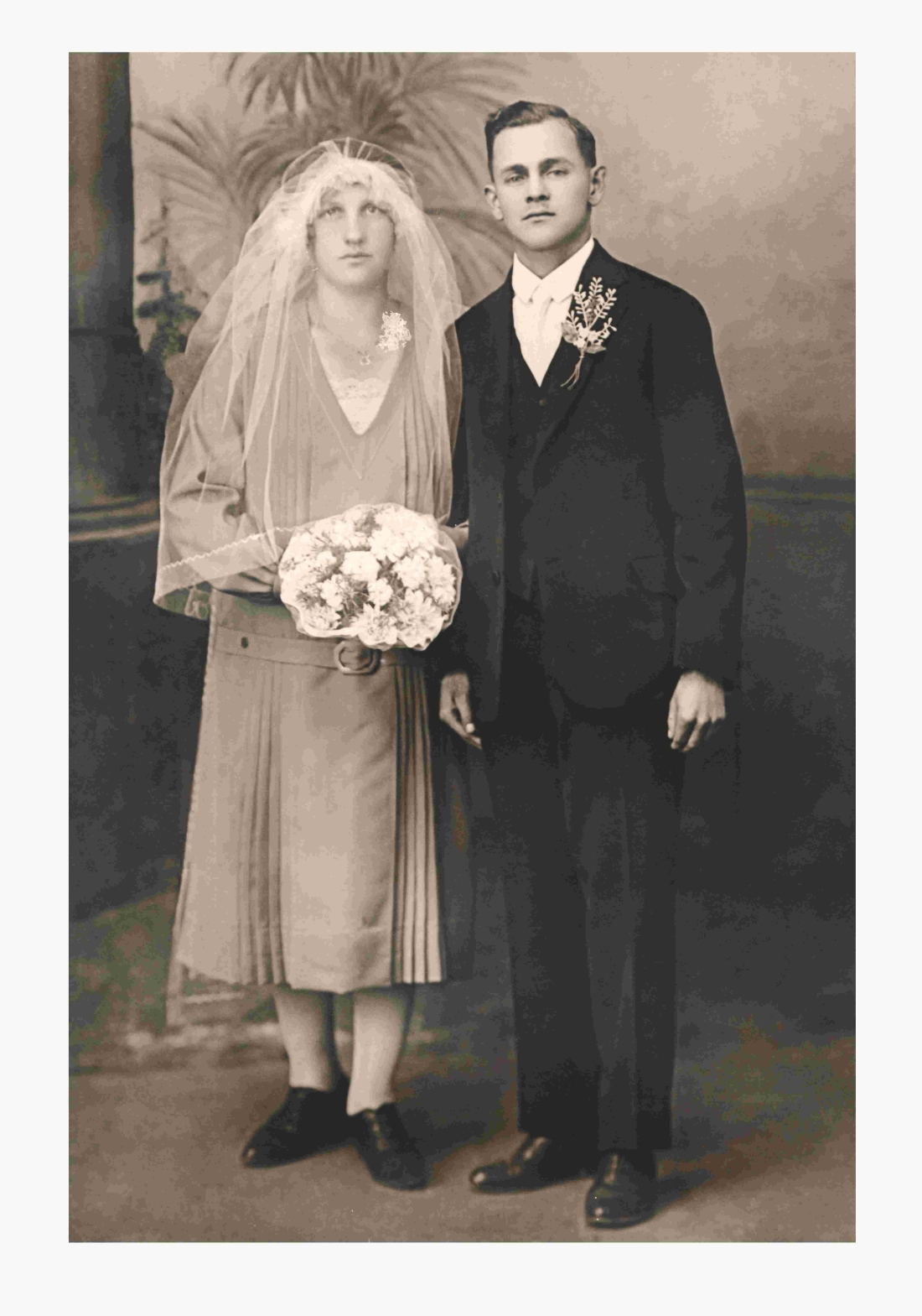 Hochzeit Verona Jezerniczky (geb. Mako in Steinamanger, *1904/+1987) und Karl Jezerniczky (geb. in Papa*1901/+1985) - OW 533 / Pinkagasse 16 // Portrait