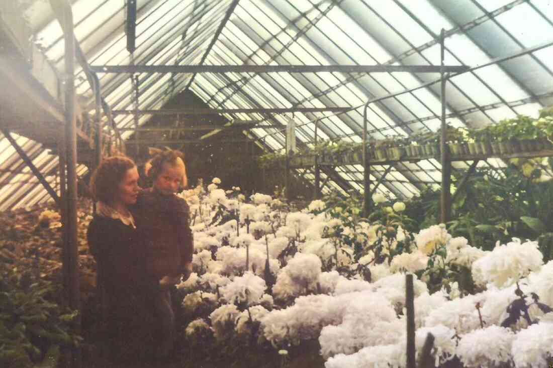 Gärtnerei Hanusch-Graf (Steinamanagererstraße 36b): die Tochter des Hauses Elfi Graf mit Tante Anna Hicke (geb. Hanusch)