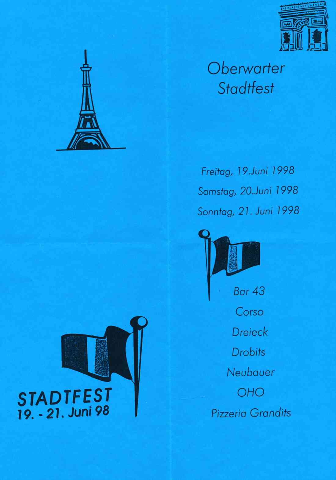 EuroWart 1998: Deckblatt des Gastronomiefolders