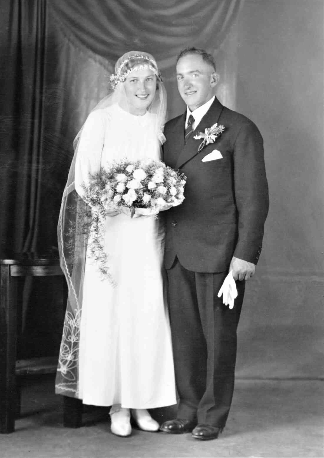 Das Hochzeitspaar Hermine Kuh (*1914/+1990) und Ernst Hutter (*1905/+1972) - Portrait