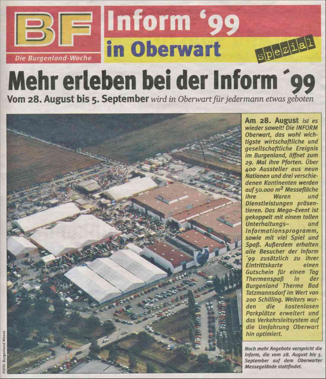 Artikel der "BF" anlässlich der Inform 1999