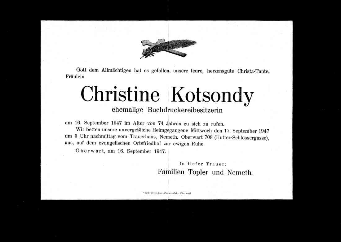 Parte von Christine Kotsondy (*1873 / +1947)