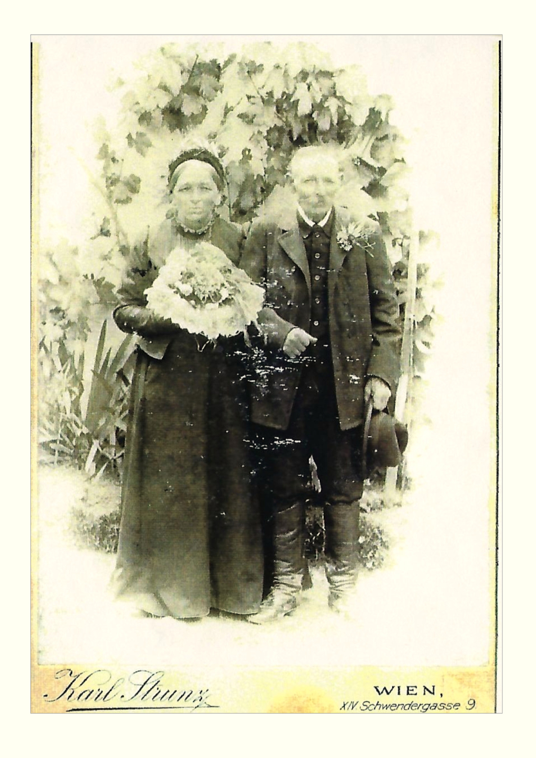 Goldene Hochzeit von Anna (geb. Osvald, *1834/+1912) und Rafael Saly (*1828 /+1914)
