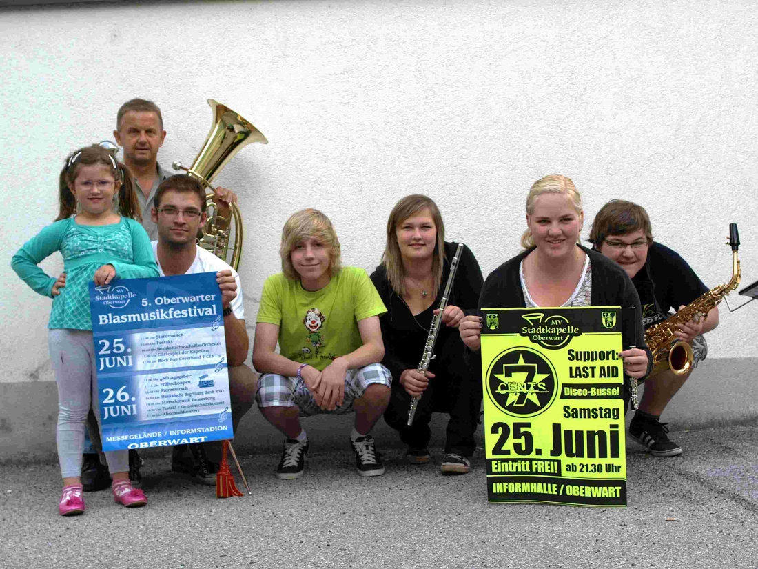 Stadtkapelle: Werbung für das 5. Int. Blasmusiktreffen in Oberwart - Zamikal/Schober/Pongracz/Brandstätter/Bencsics/Grof/Gangoly