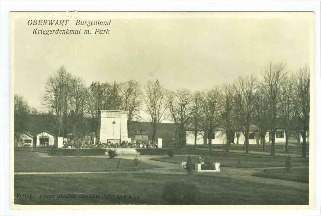 Ansichtskarte: Kriegerdenkmal mit Park