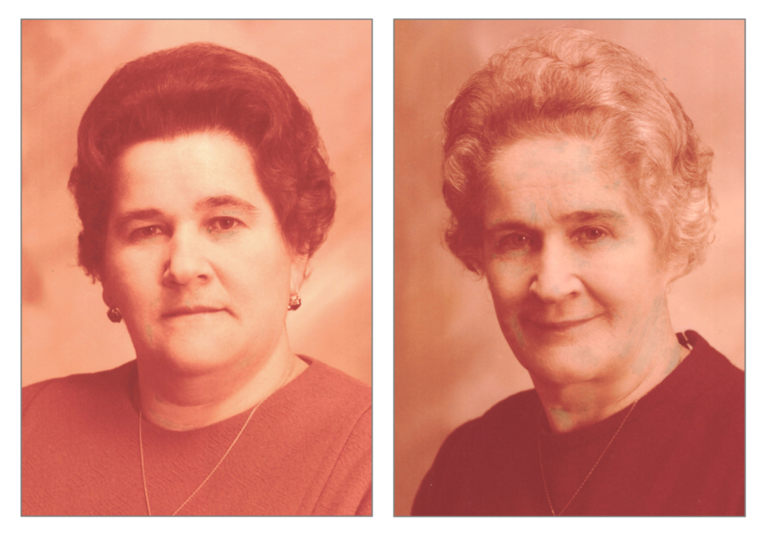 St. Martin/Portrait: zwei Schwestern - Theresia Garber (geb. Nemeth, *1926/+2015) und Anna Körper (geb. Nemeth, *1916/+2006)