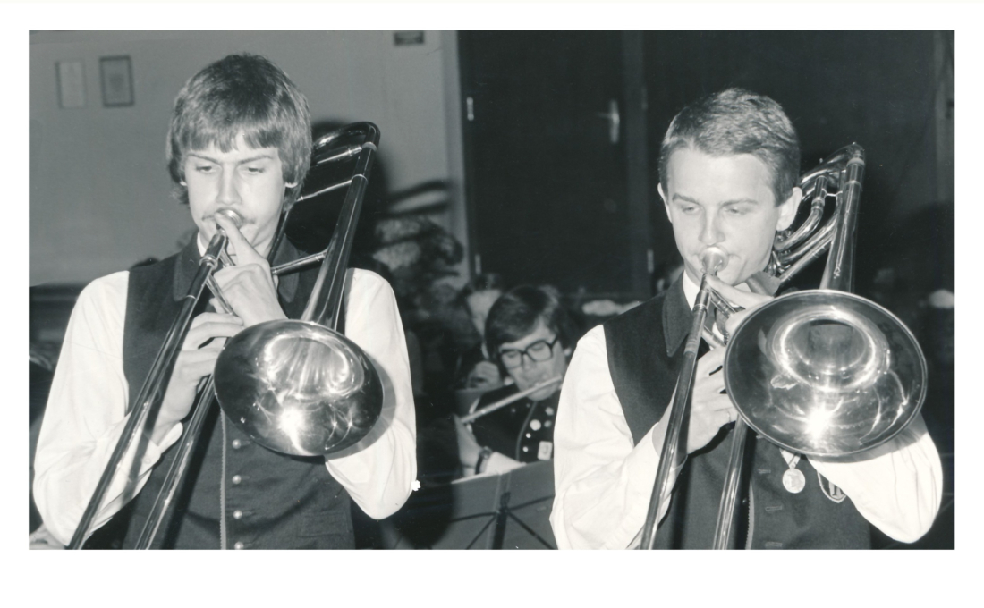 Klaus Zirngast und Tillfried Schober, die zwei Soloposaunisten beim Frühlingskonzerts der Stadtkapelle