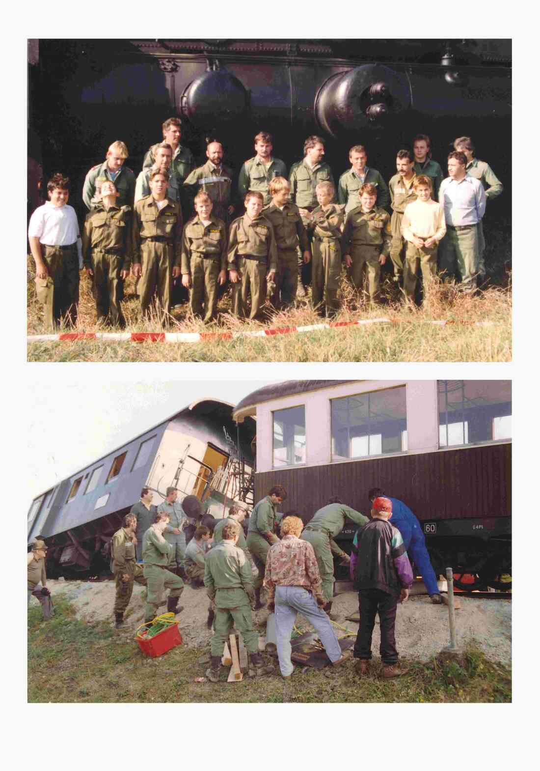 Die Feuerwehr im Einsatz beim Zugunglück auf der Strecke Oberwart - Oberschützen im September 1992 - Gartner/Szabo/Weber/Fassl/Imre/Mohat/Schützenhofer/Zambo/Seper/Horvath