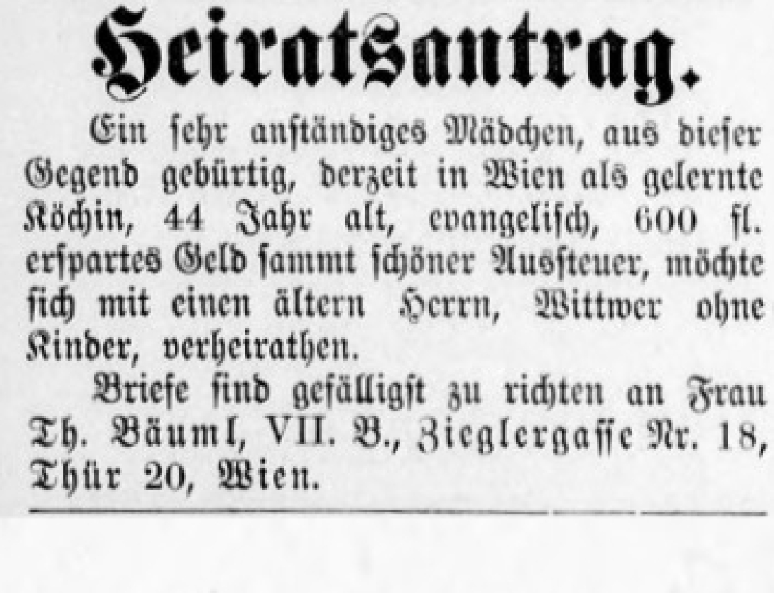 Oberwarther Sonntags-Zeitung vom 14. April 1895: Heiratsantrag