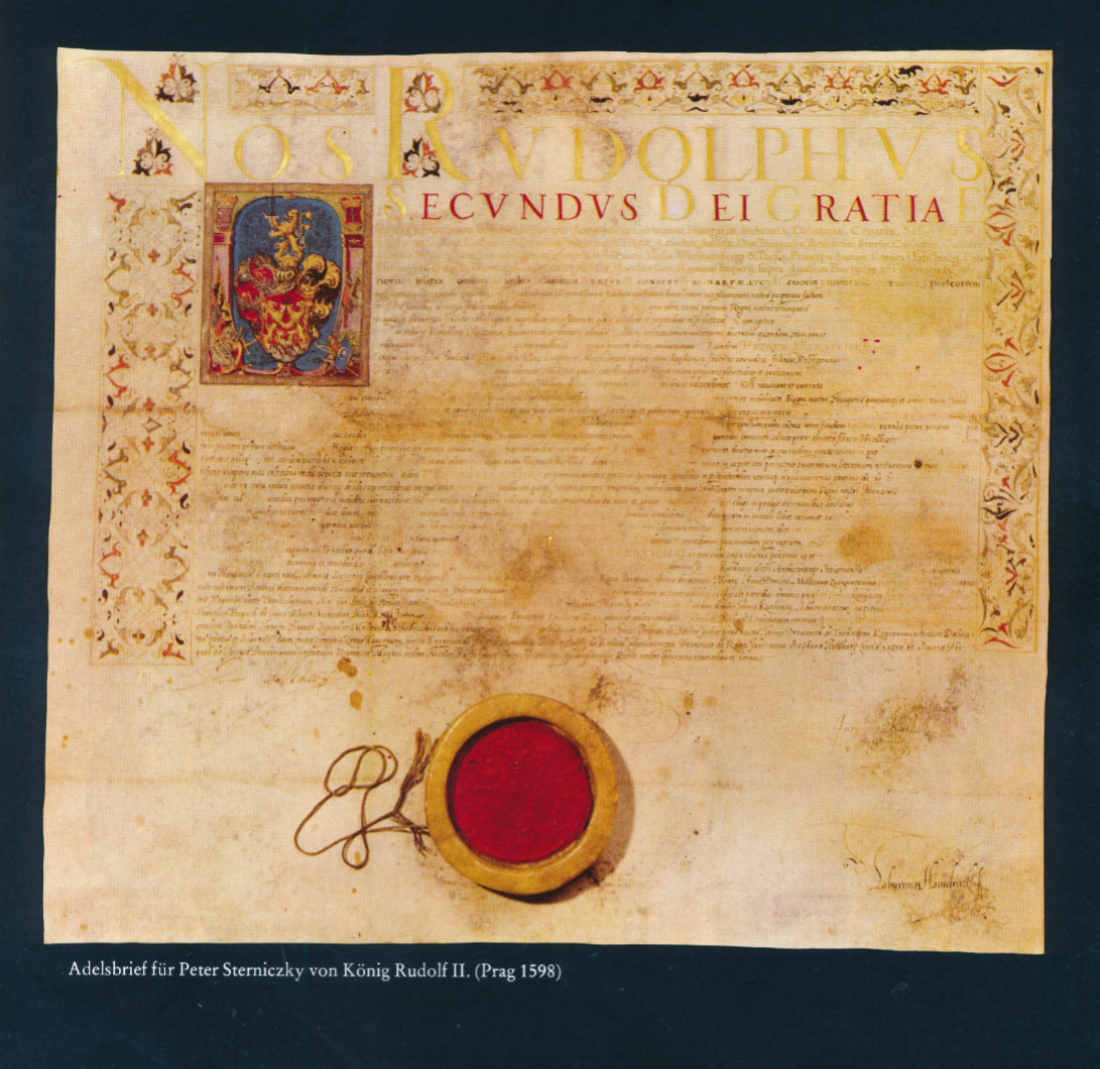 Adelsbrief für Peter Sterniczky von König Rudolf II. (Prag 1598)