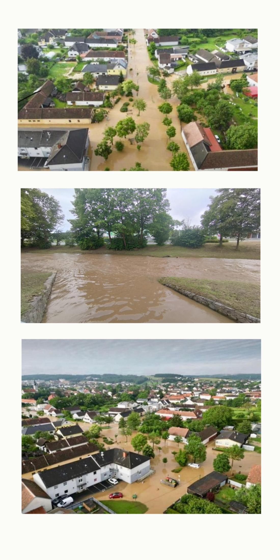 Hochwasser nach enormen Regenmengen am 8. und 9. Juni 2024: Bereich Bachgasse/Grazerstraße - Zusammenfluss Pinka/Wehoferbach