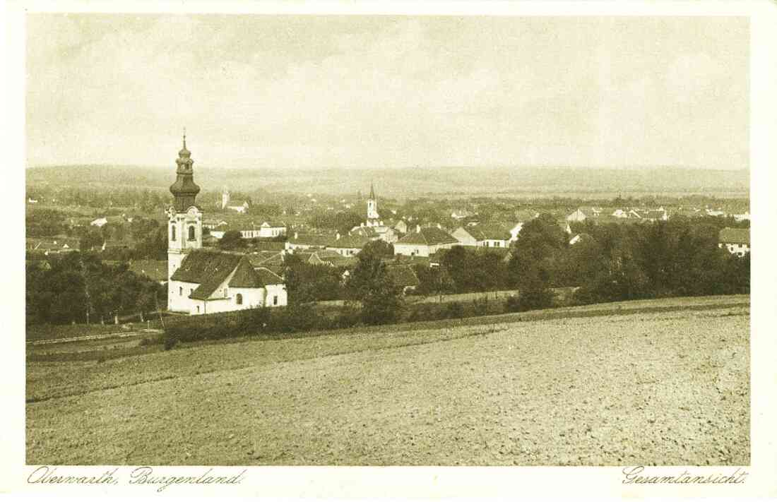 Ansichtskarte: Blick gegen W über die drei Kirchen und die Synagoge