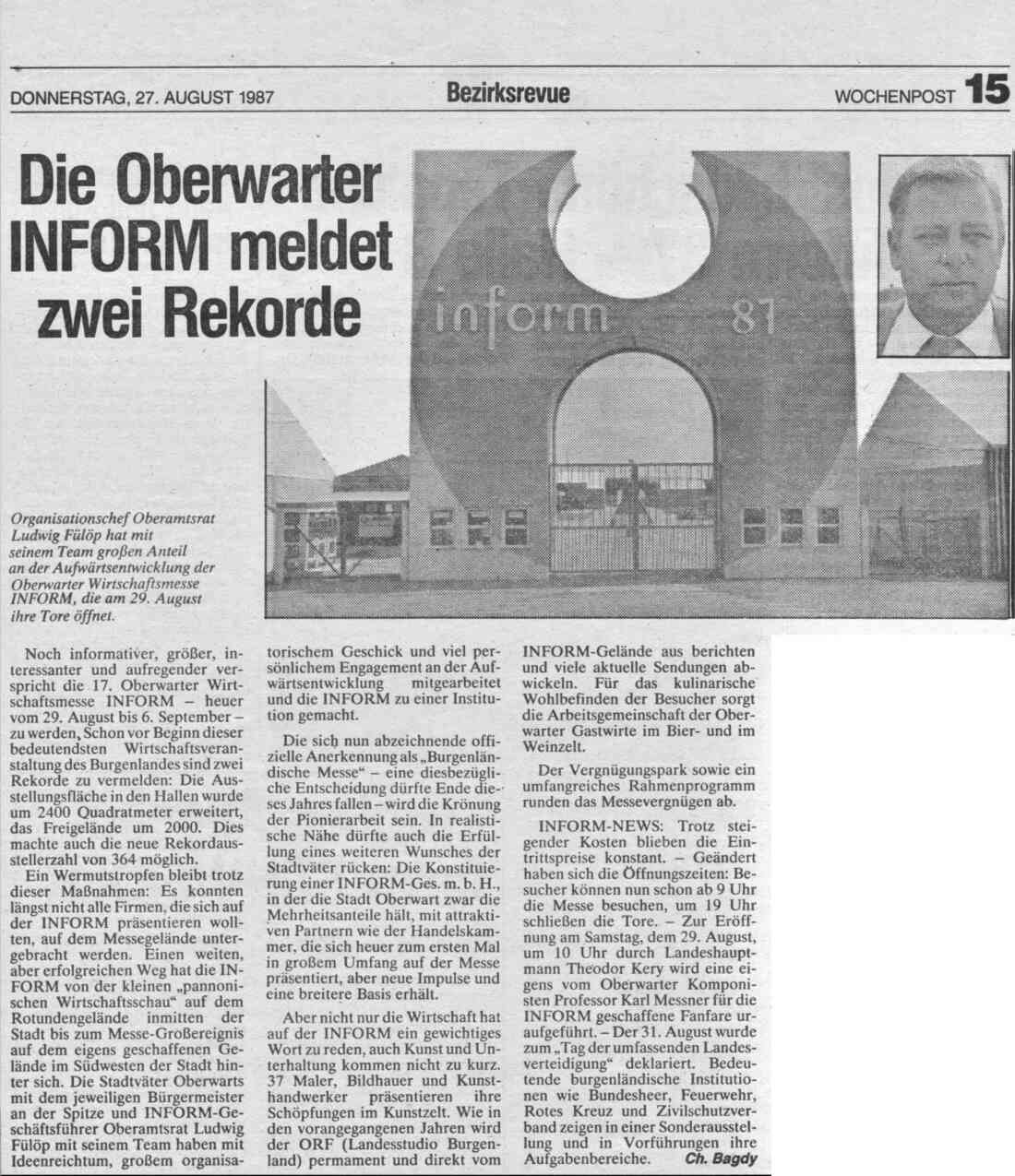 Artikel anlässlich der Inform 1987