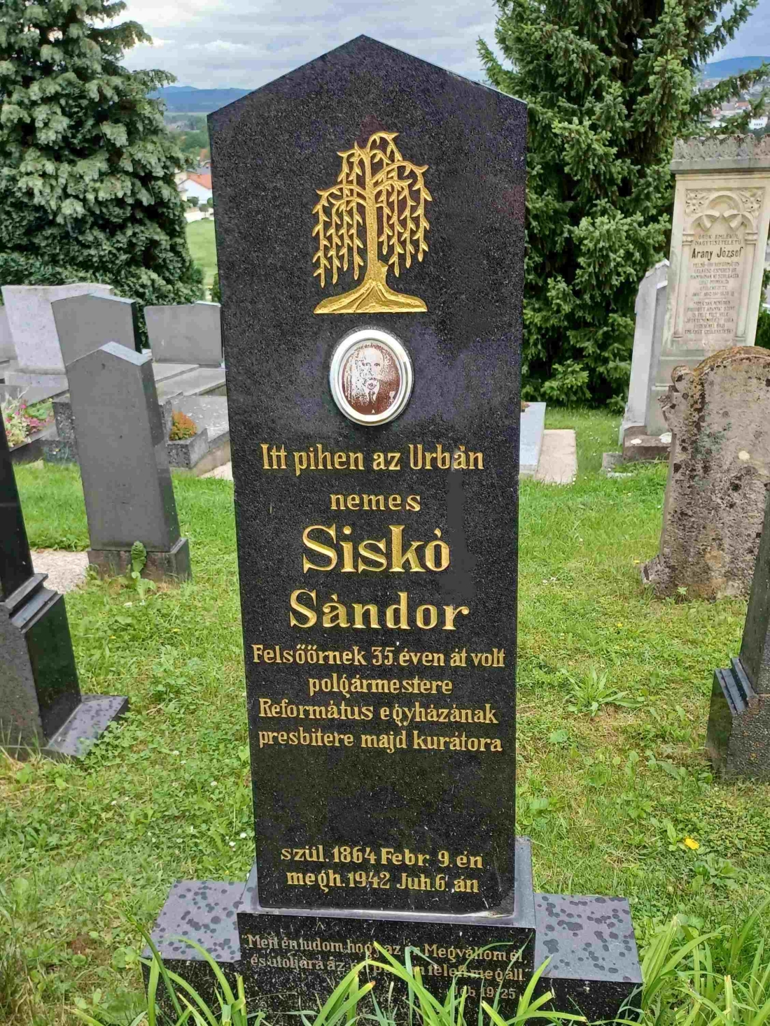 Grabstein von Alexander Sisko (Christl. Soz. Partei) - Landwirt, Hausbesitzer, ref. Kurator, Bürgermeister;  (*1864/+1942)