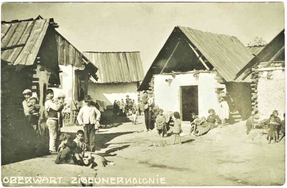Ansichtskarte: 1. Romasiedlung in der heutigen Mühlgasse "Zigeunerkolonie" 1857/76 - 1939