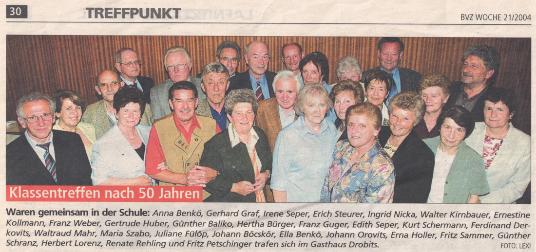 50-jähriges Klassentreffen der Handelsschule Oberwart
