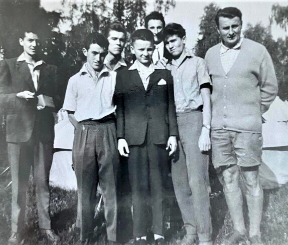 9. Evang. Kirchentag im München: auf Zeltlager mit HL Hans Ochsenhofer (*1922/+2013) - Horvath/Schranz/Falb/Wertner/Karner
