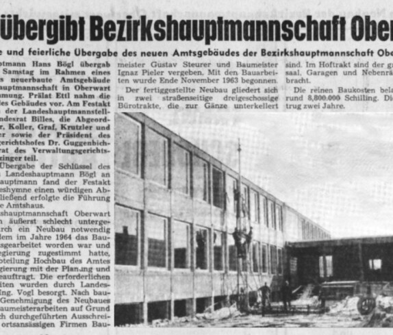 BF vom 4. Dezember 1965: Artikel zur Übergabe der neuerbauten Bezirkshauptmannschaft durch LH Hans Bögl