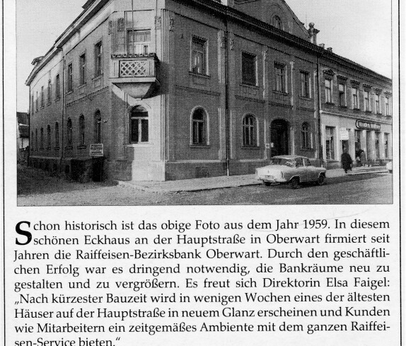 Raiffeisenbank (Geschäftslokal Wienerstraße 5): Artikel zur Ankündigung der Neueröffnung nach dem Umbau 1997