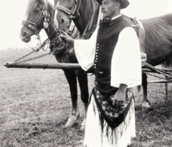 Herr Michael Adorjan (*1903 / +1975) mit den Pferden seines Gespanns
