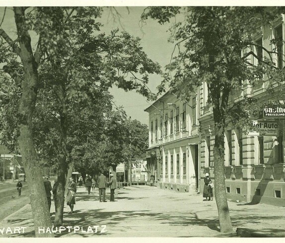 Ansichtskarte: Oberwart Hauptplatz mit Gasthof und Hotel Freiszlinger