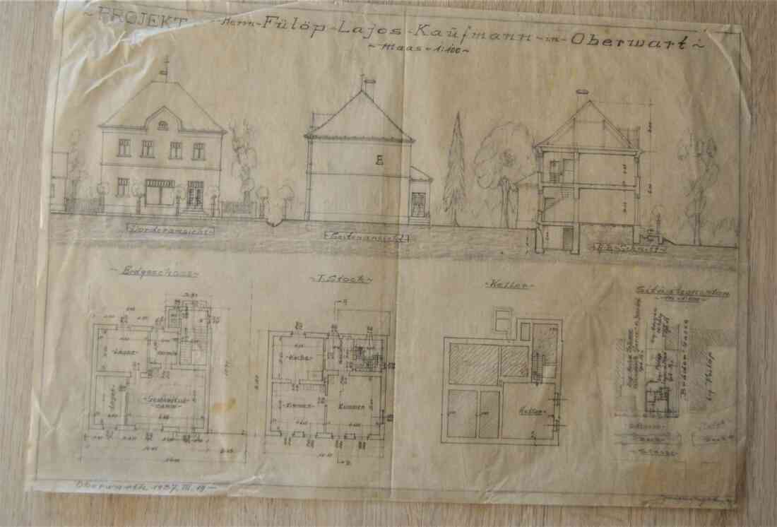 Plan zum Kauf- und Wohnhaus Ludwig Fülöp (Linke Bachgasse 42) von Baumeister Michael Gaál