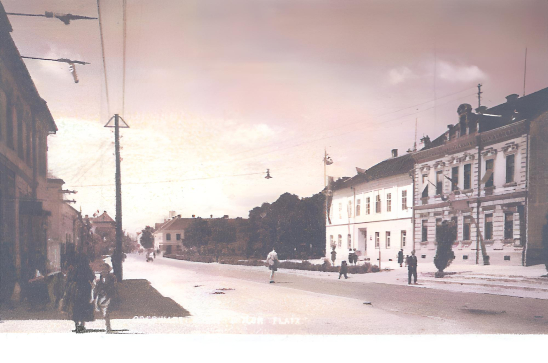 Ansichtskarte: Oberwart - Adolf Hitler Platz (heute Hauptplatz)