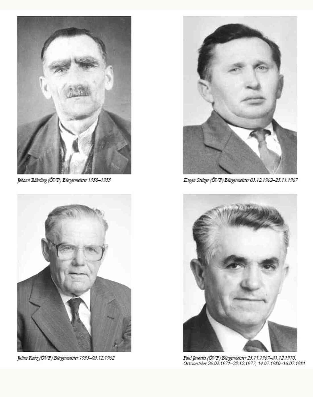 St. Martin: Bürgermeister von 1950 bis 1970 (Röhrling/Ratz/Stelzer/Javorits) - Portraits