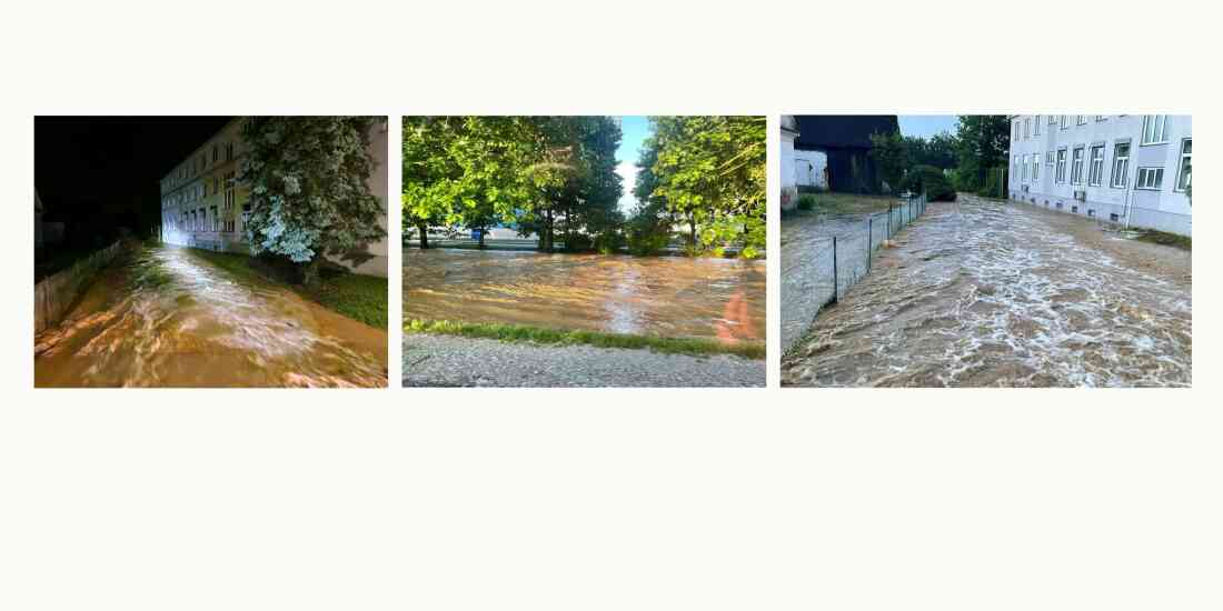 Hochwasser nach enormen Regenmengen am 8. und 9. Juni 2024: Pinka