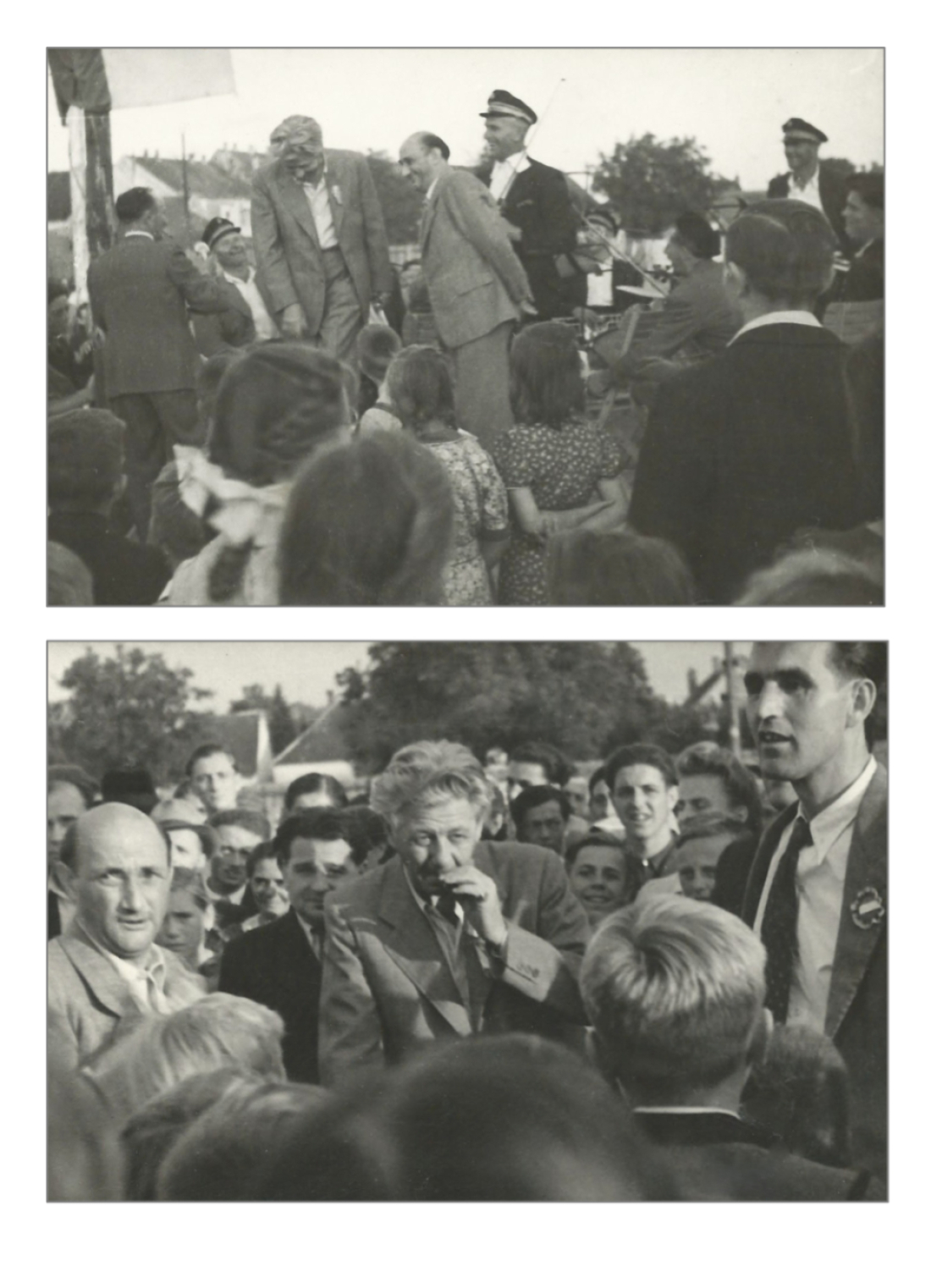 Paul Hörbiger beim Volksfest anlässlich der Rathausweihe am 4. September 1949 am Platz des SC Oberwarts
