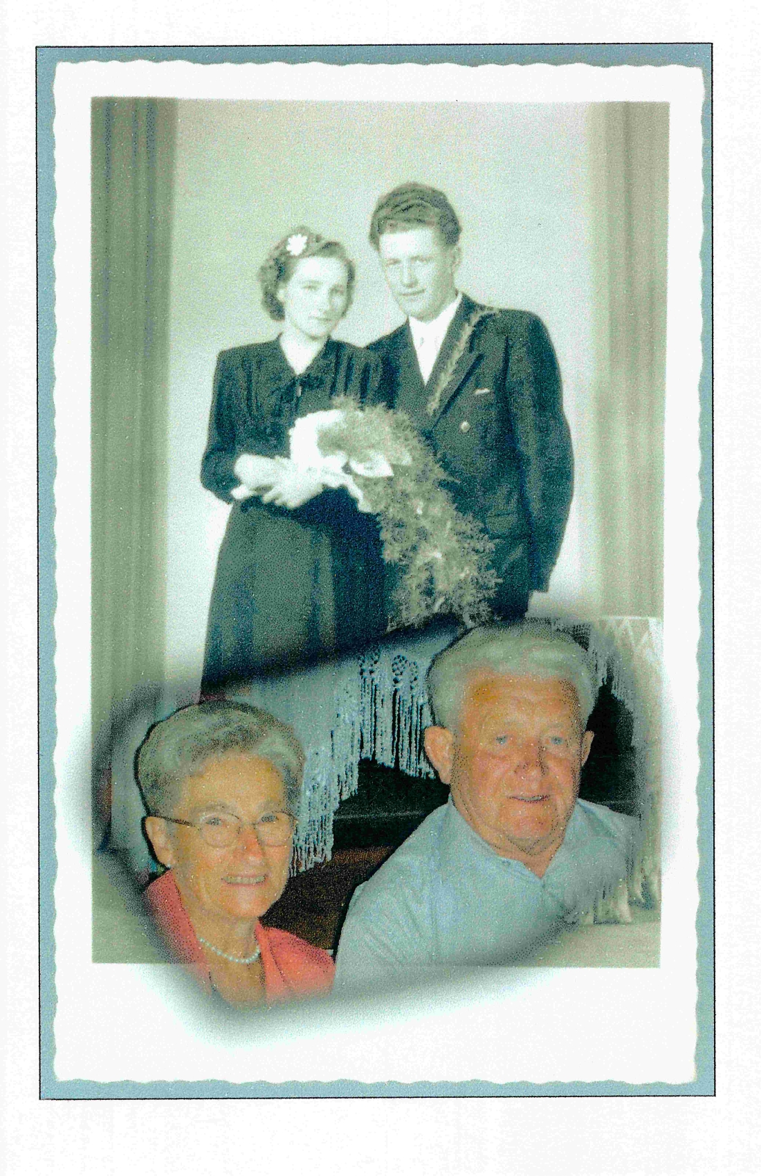 Das Hochzeitspaar Ludwig Muth (*1935/+2009) und Isabella Benkö (*1935) am Tag der Hochzeit und anlässlich der Goldenen Hochzeit - Eisensstädterstraße 16