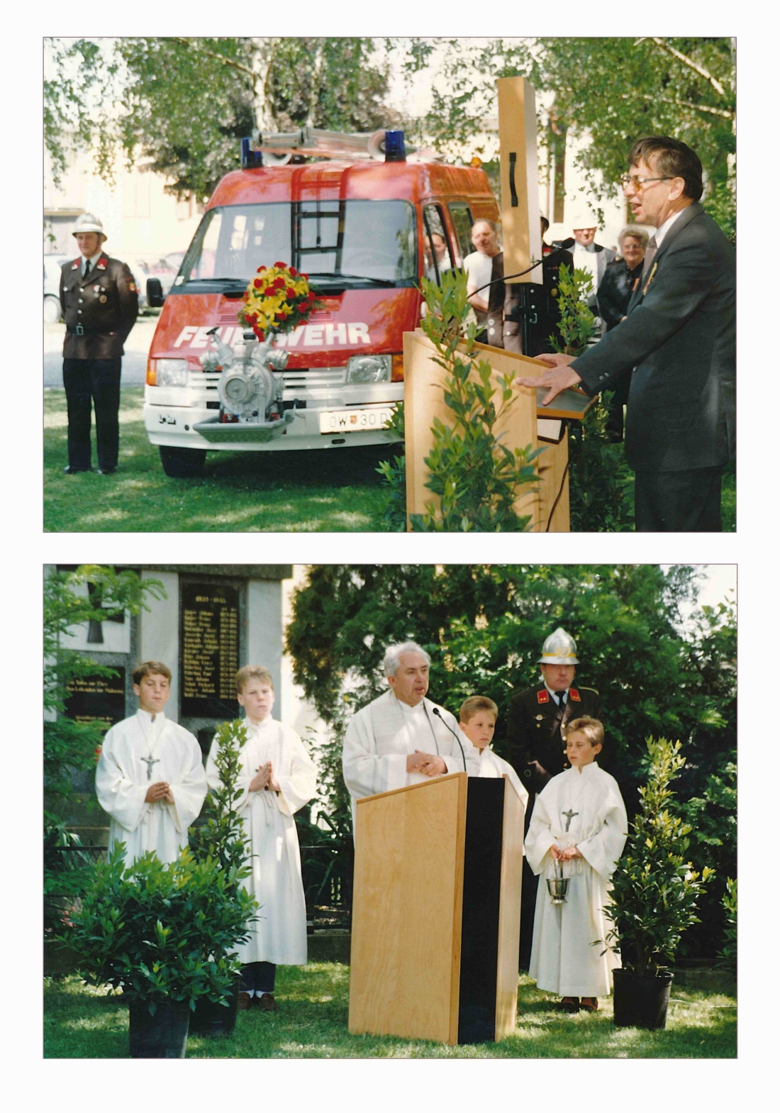 Freiwillige Feuerwehr St. Martin: KLF-Segnung  am 28. Mai 1992 (Guger/Scheinecker/Bernhard/Ratz/Mikovits/Röhrling)