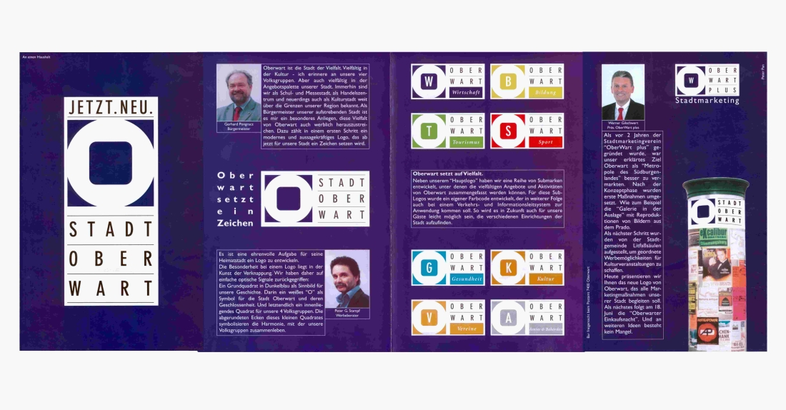 Flyer (Prospekt) anlässlich der Vorstellung des neunen Stadtlogos durch den Stadt-Marketing-Verein "OberWart plus"