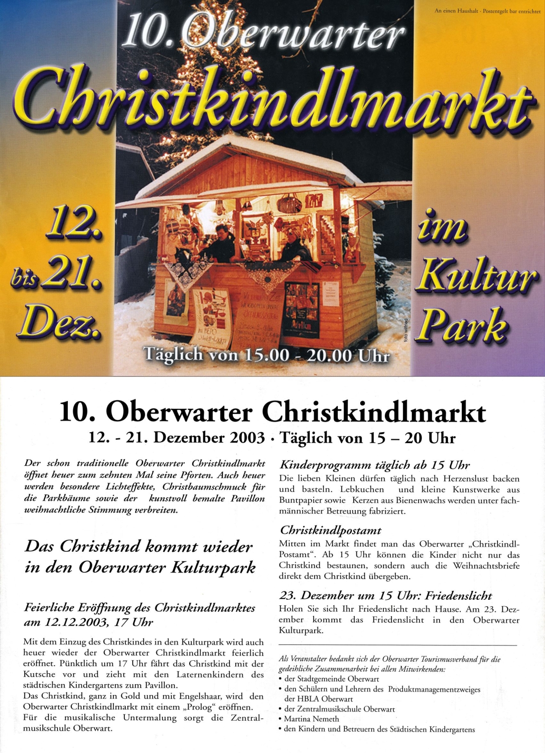 10. Oberwarter Christkindlmarkt: Postwurf