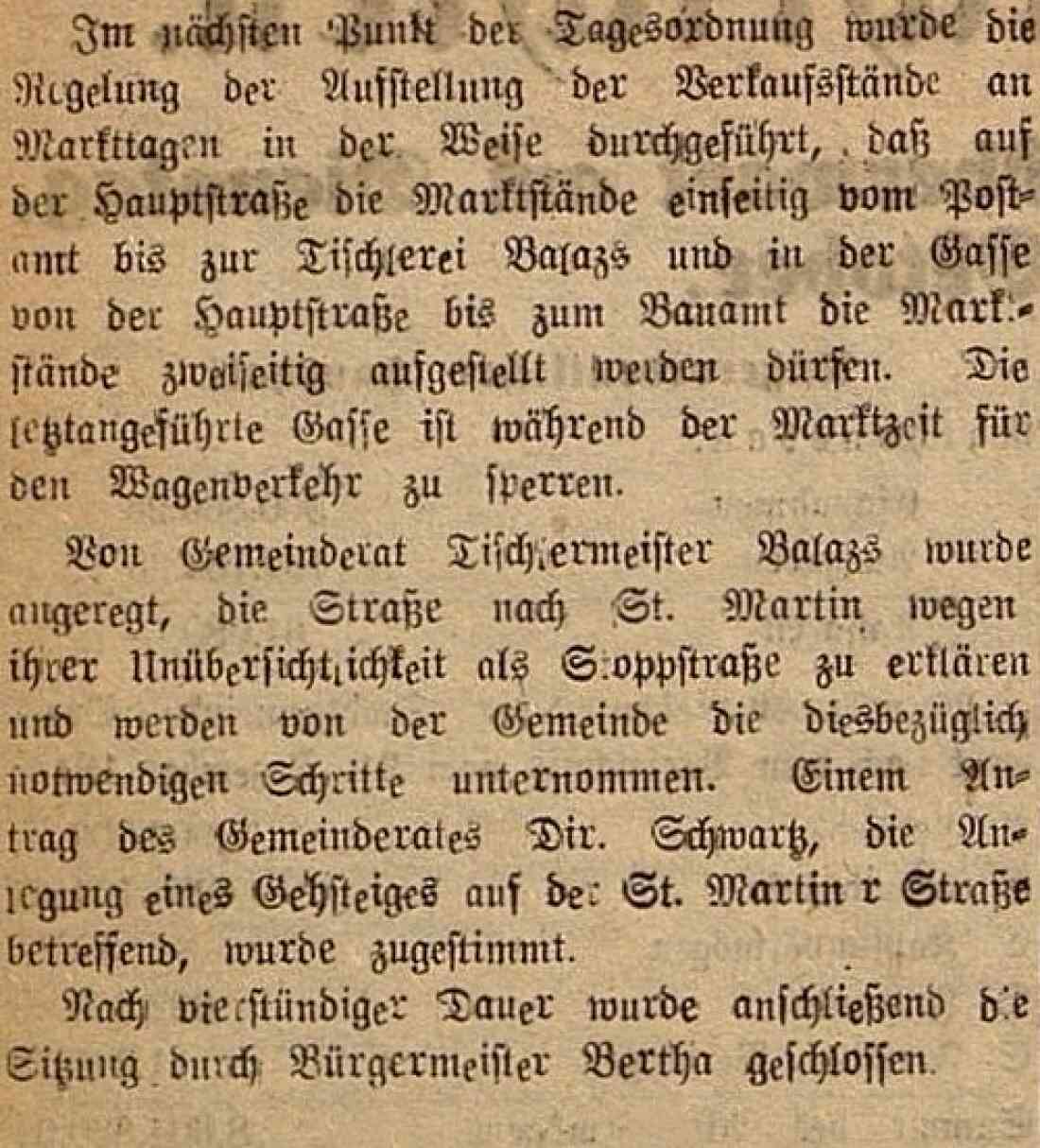 Bericht in der Oberwarther Sonntagszeitung vom 5. November 1950: Aus der Gemeindestube