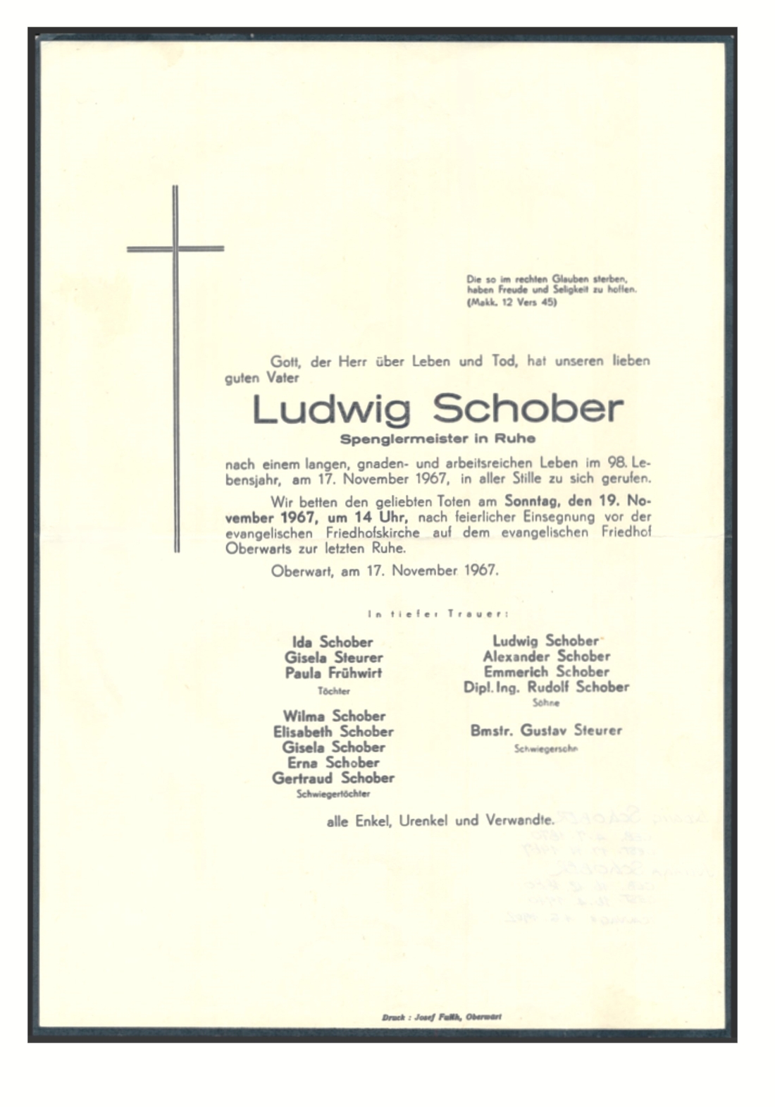 Parte Ludwig Schober sen. (*1870/+1967)