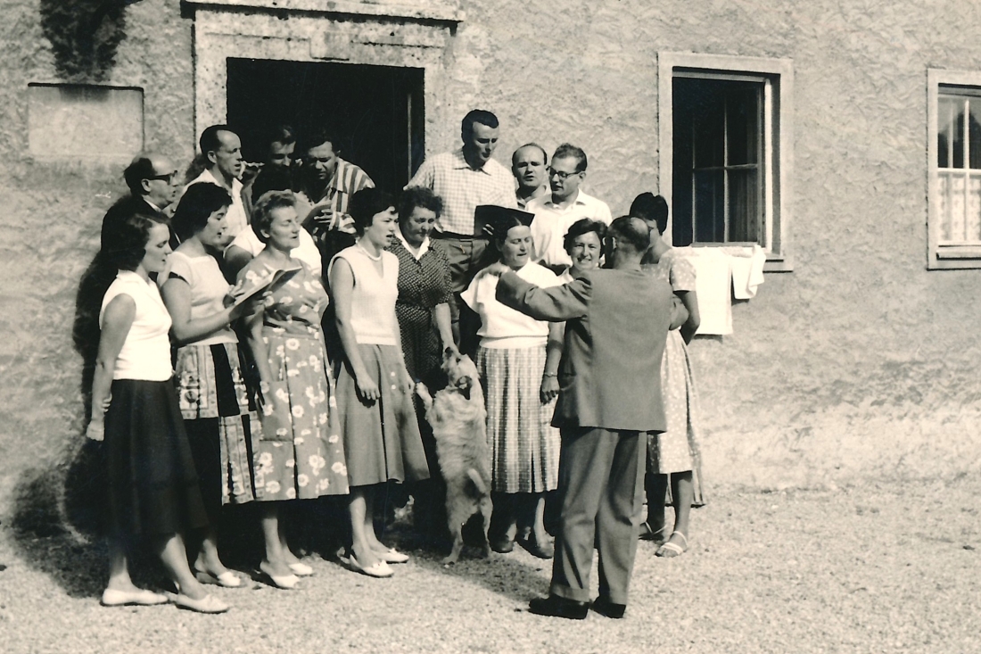 August 1958: Kirchenchor der evang. Pfarre AB auf Singwoche in Salzburg - Tischler/Schober/Mahr/Anetshofer/Geschrey/Ochsenhofer