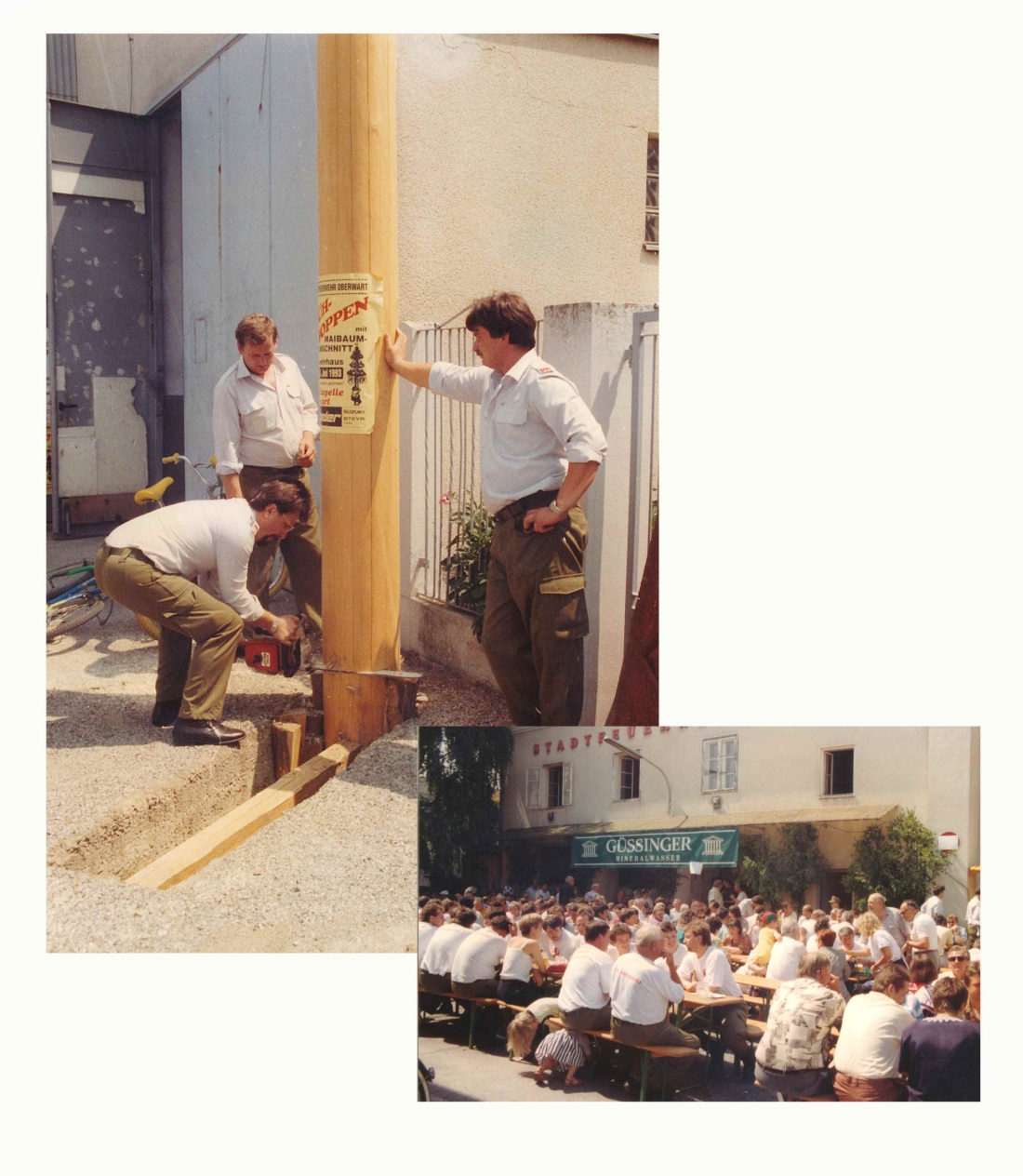 Feuerwehr: Maibaumumschnitt vor dem Feuerwehrhaus - Ambrosigasse 13