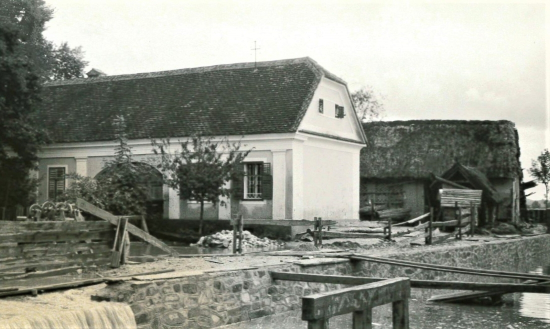 Pinka: Sommerhochwaser während der Regulierung 1937 im Bereich Grazerstraße 69